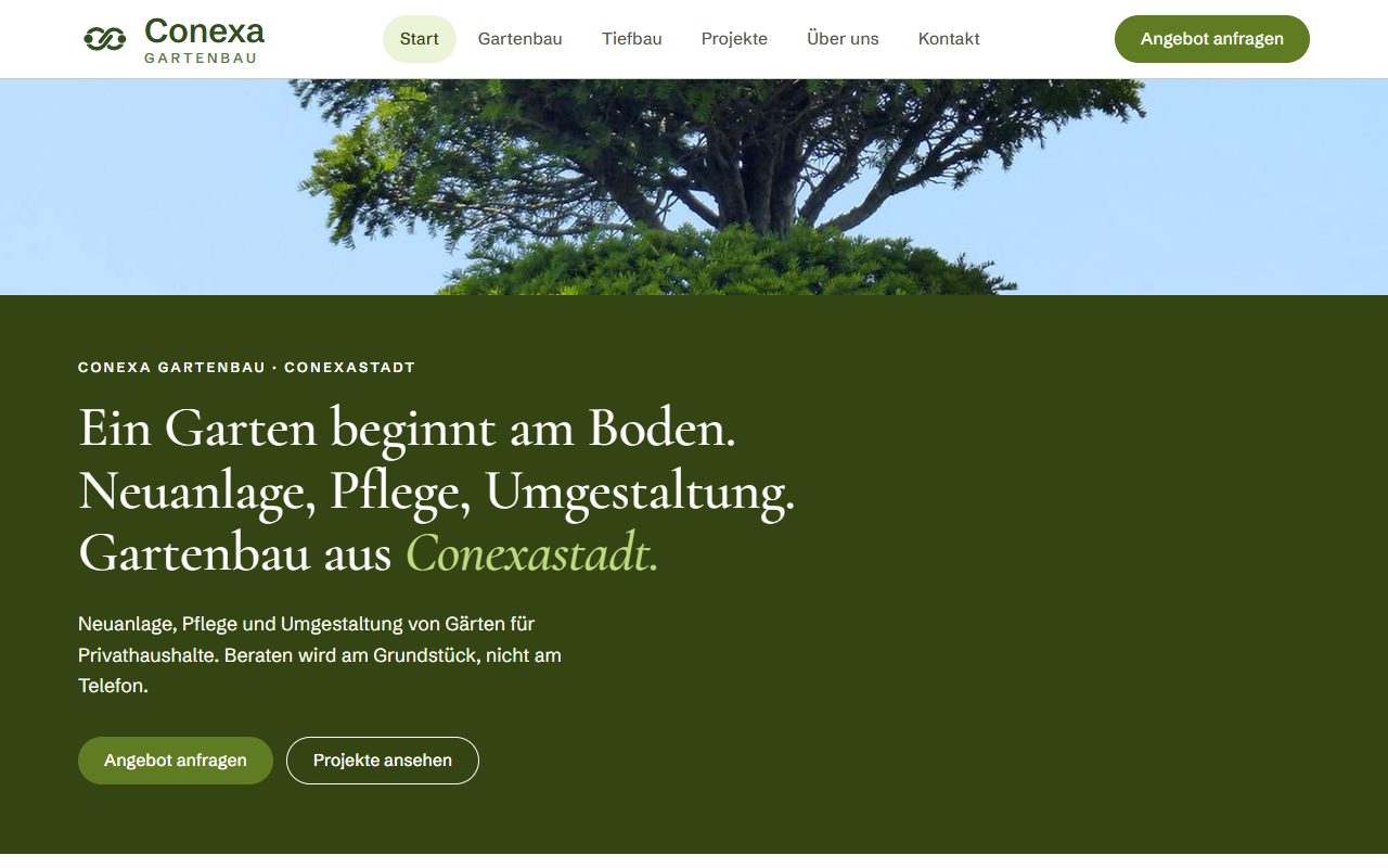 Startseite des Entwurfs für Garten- und Landschaftsbau